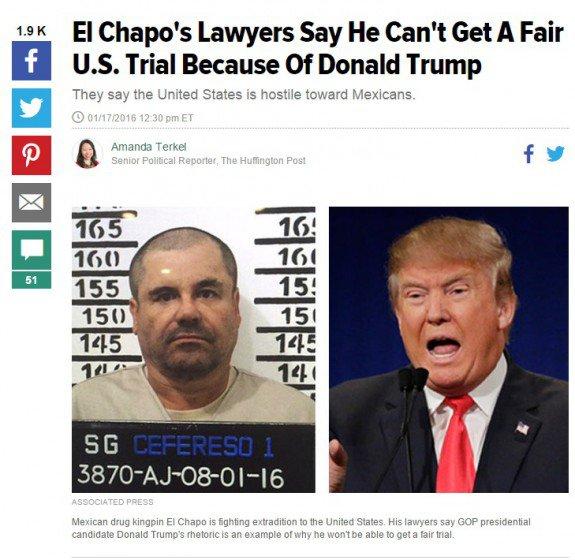 El Chapo Says He Can’t Get Fair Trial in US Because of Donald Trump